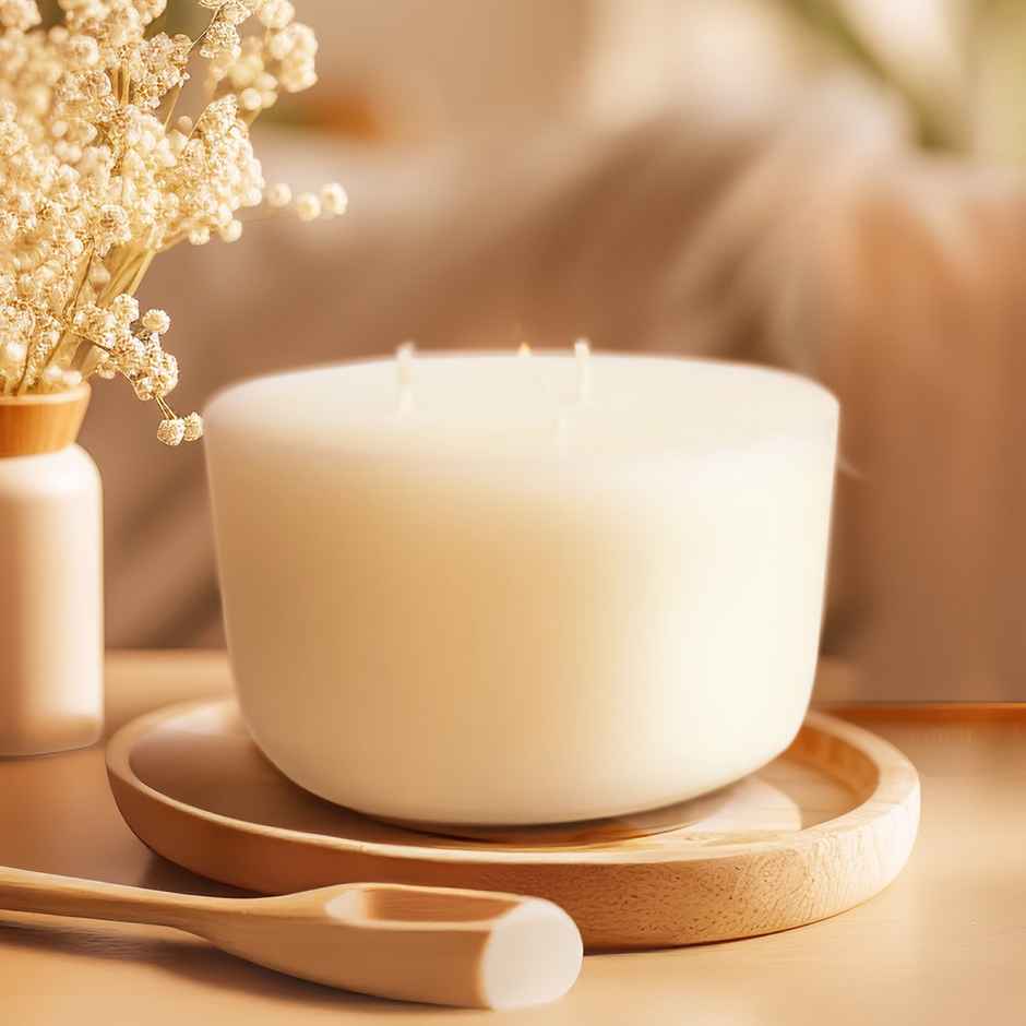 EKAM Mahogany Scented 3 Wick Soy Wax Candle Refill | 256 g | 35 Hour Burn Time