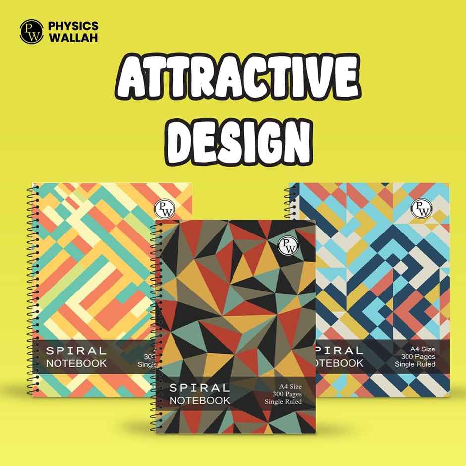 Physics Wallah Spiral Ruled Notebook (300 Pages, 29 x 21 cm)