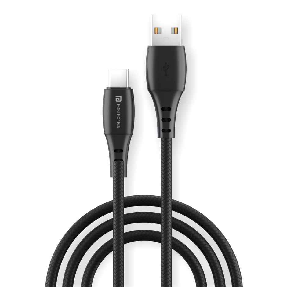 Portronics Type-A To Type-C Usb Cable With Pvc Heads (Black)