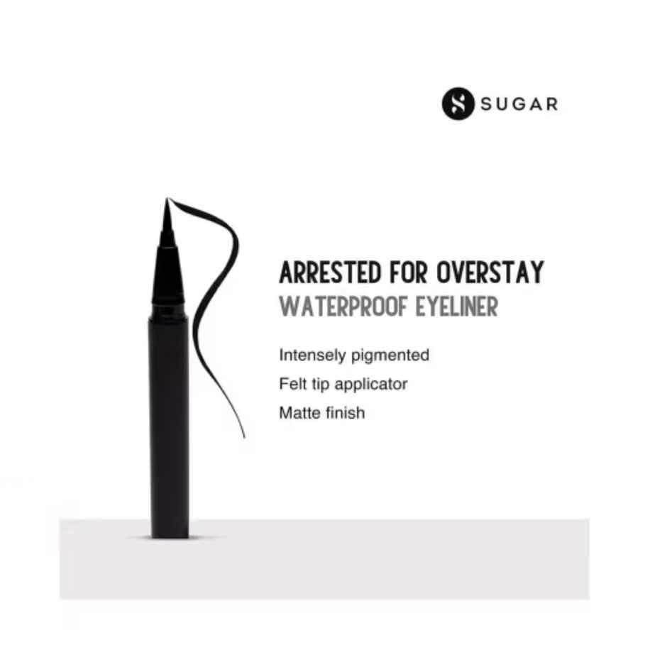 SUGAR Cosmetics Arrested For Overstay Waterproof Eyeliner- 01 I'll Be Black (Black)