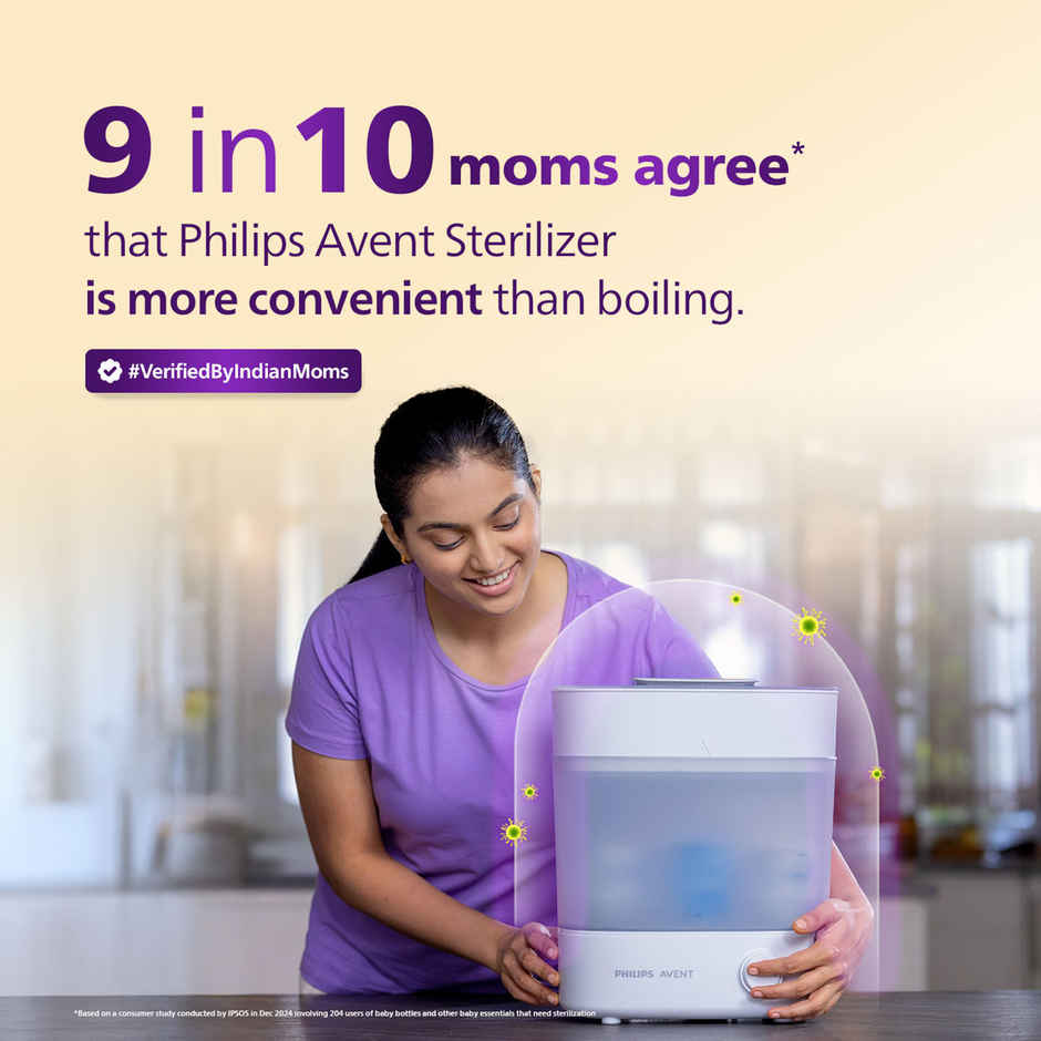 Philips Avent Bottle Sterilizer | Kills 99% Germs | Natural Steam | Stays 24hrs | SCF291/00