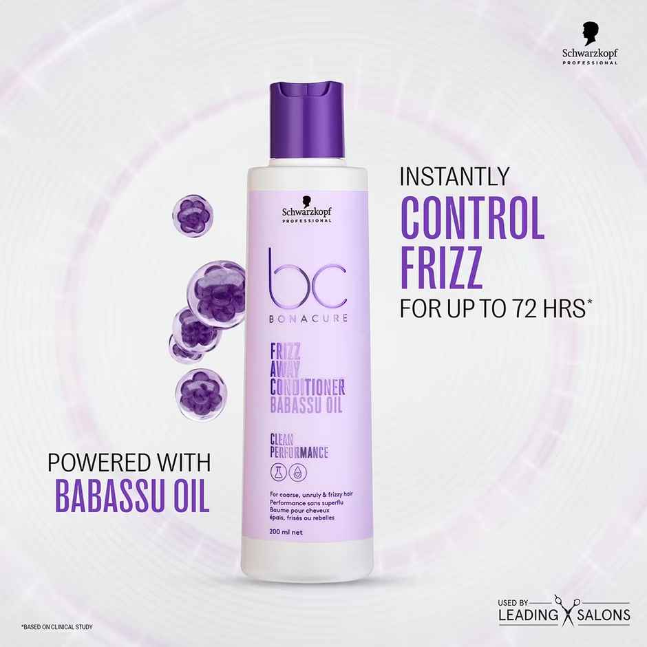 Schwarzkopf Professional Bonacure Frizz Away Shampoo With Babassu Oil,With Vegan Keratin(250ml) & Schwarzkopf Professional Bonacure Frizz Away Conditioner With Babassu Oil With Vegan Keratin(200ml) Combo