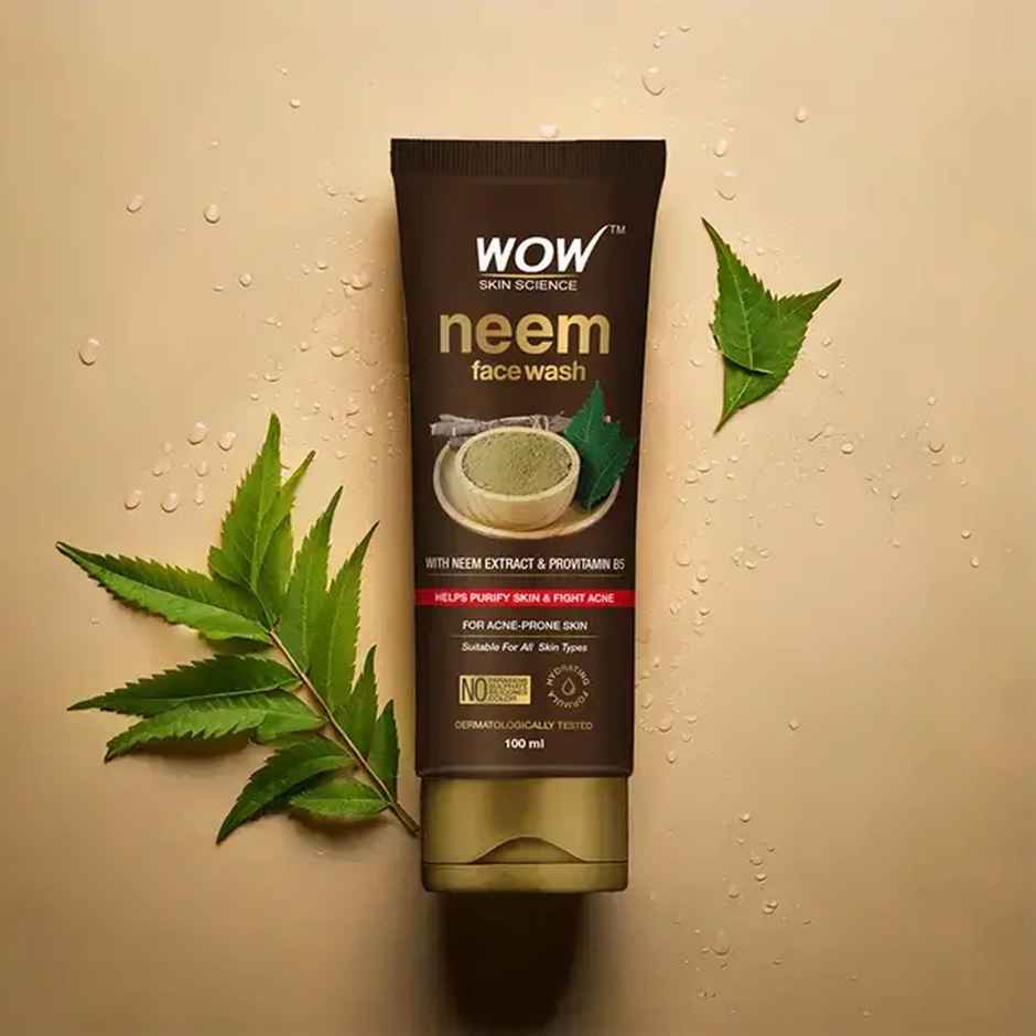 WOW Skin Science Neem Face Wash Purifies Skin Unclogs Pores Fights Acne Calms Skin