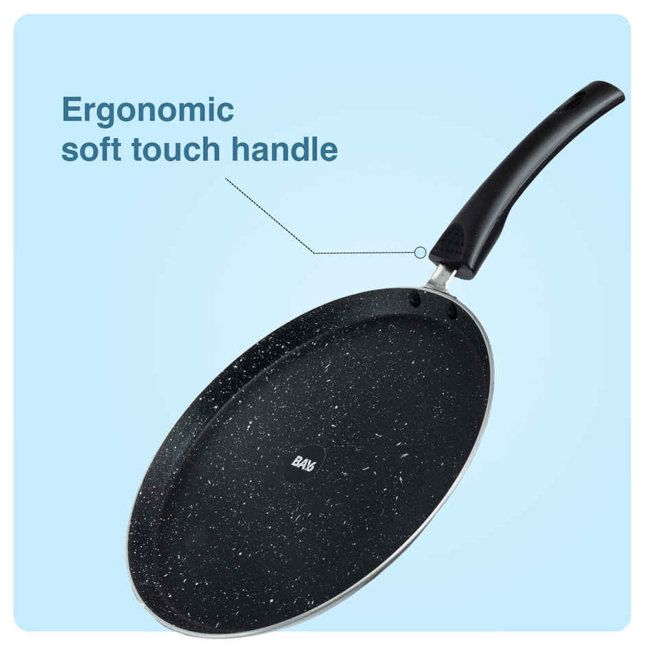 BAY6 Nonstick Cookware Set - (Dosa Tawa 26 cm + Fry Pan 24 cm) - Grey - (2pc)