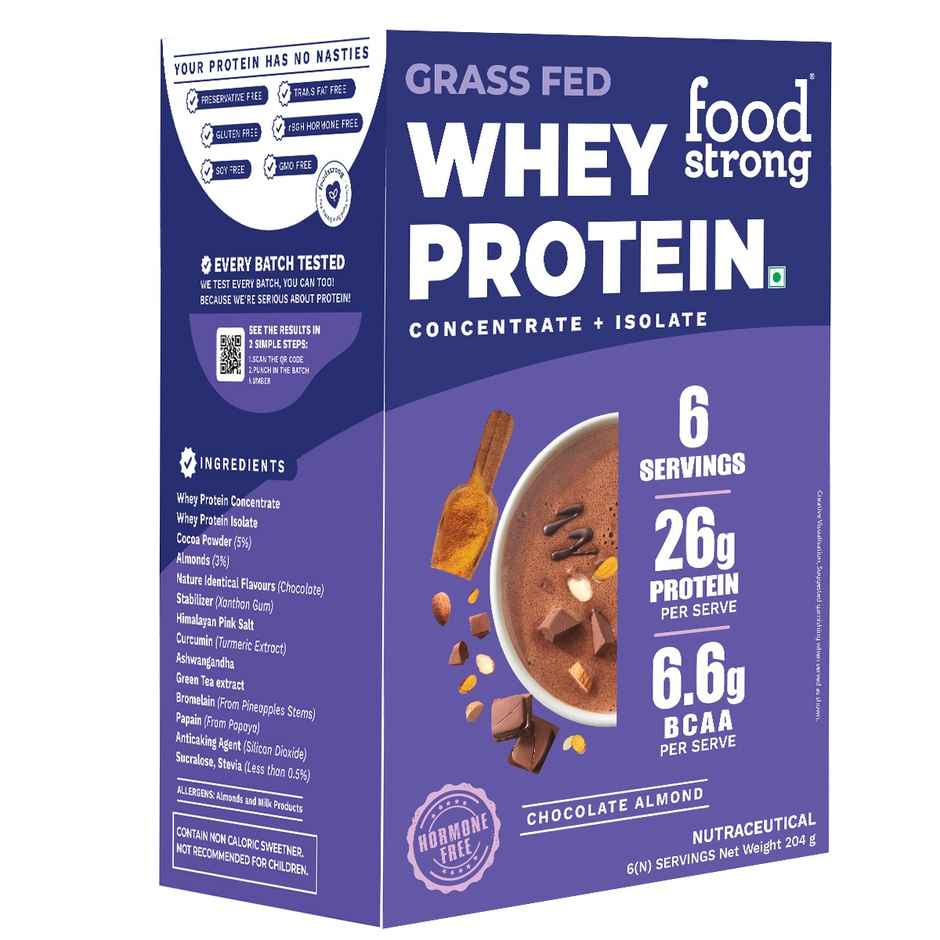 FOODstrong Whey Protein Powder | Concentrate - Isolate | Chocolate Almond | Hormone Free