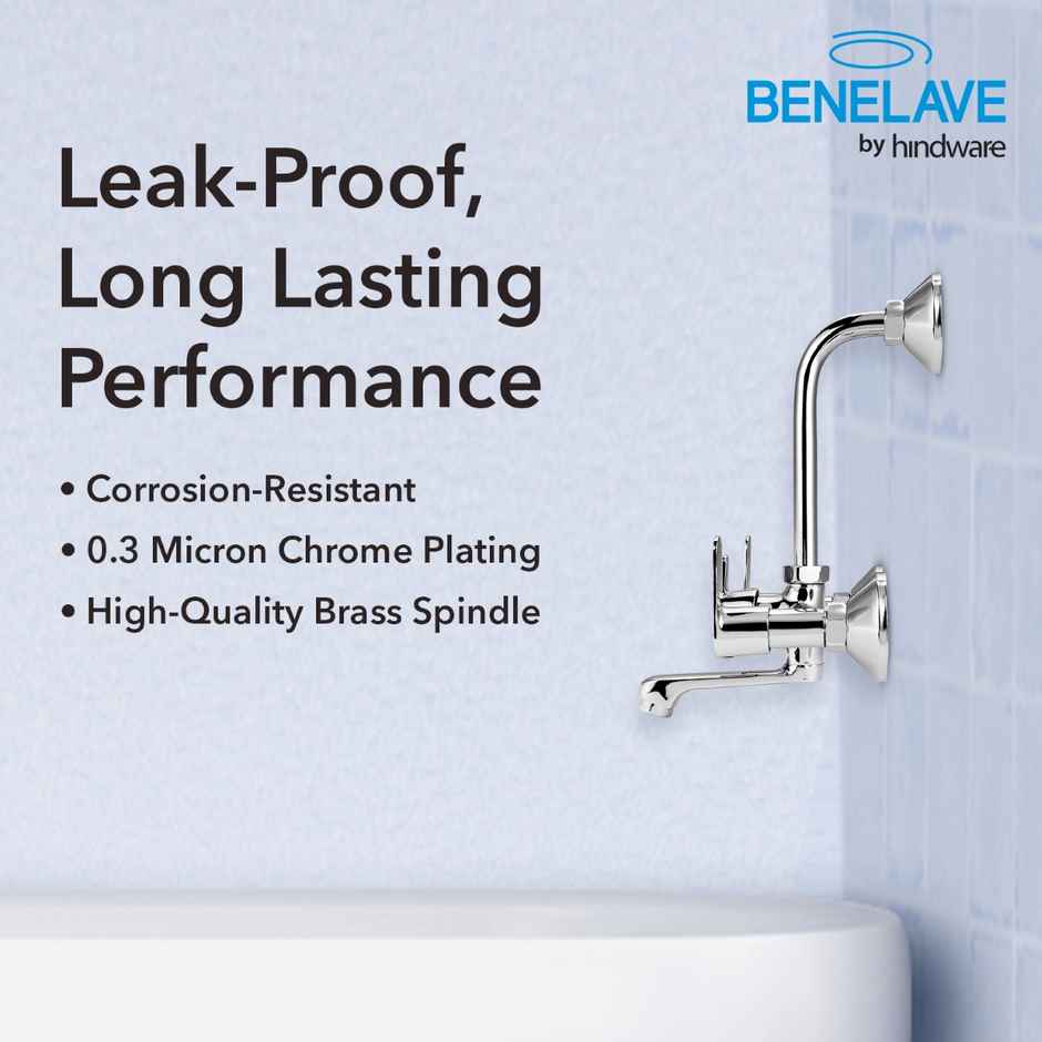 Benelave By Hindware Volga Wall Mixer With Provision For Overhead Shower| Hot And Cold Water Mixer