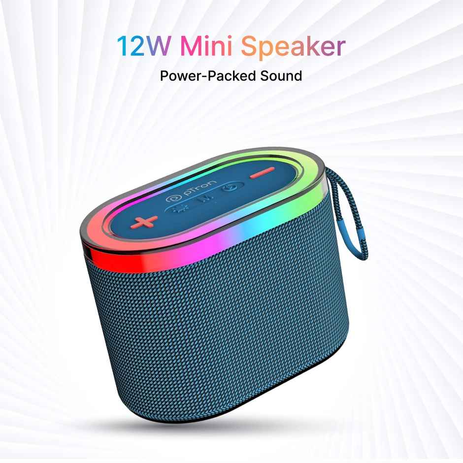 pTron Fusion Pop 12W Bluetooth Speaker With 10 Hours Playback | RGB Leds | Type-C Charging - Blue