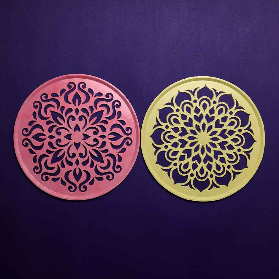 Gullak Plastic Stencil Round 8 in | Assorted Design Combo