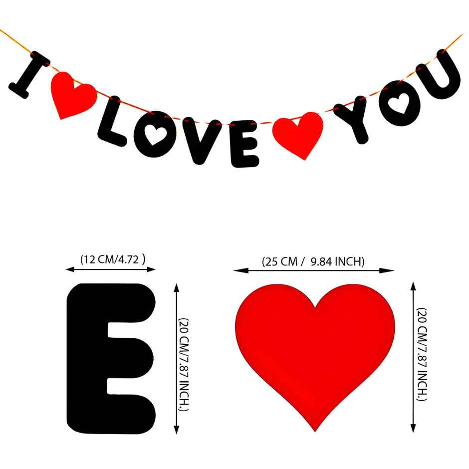 Romantic Decoration Kit | I Love You Banner Balloons, Foil Heart LED Light | Hemito
