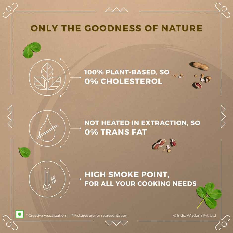 Indic Wisdom Groundnut (Peanut) Wood Cold Pressed Oil | Extracted on Wooden Churner