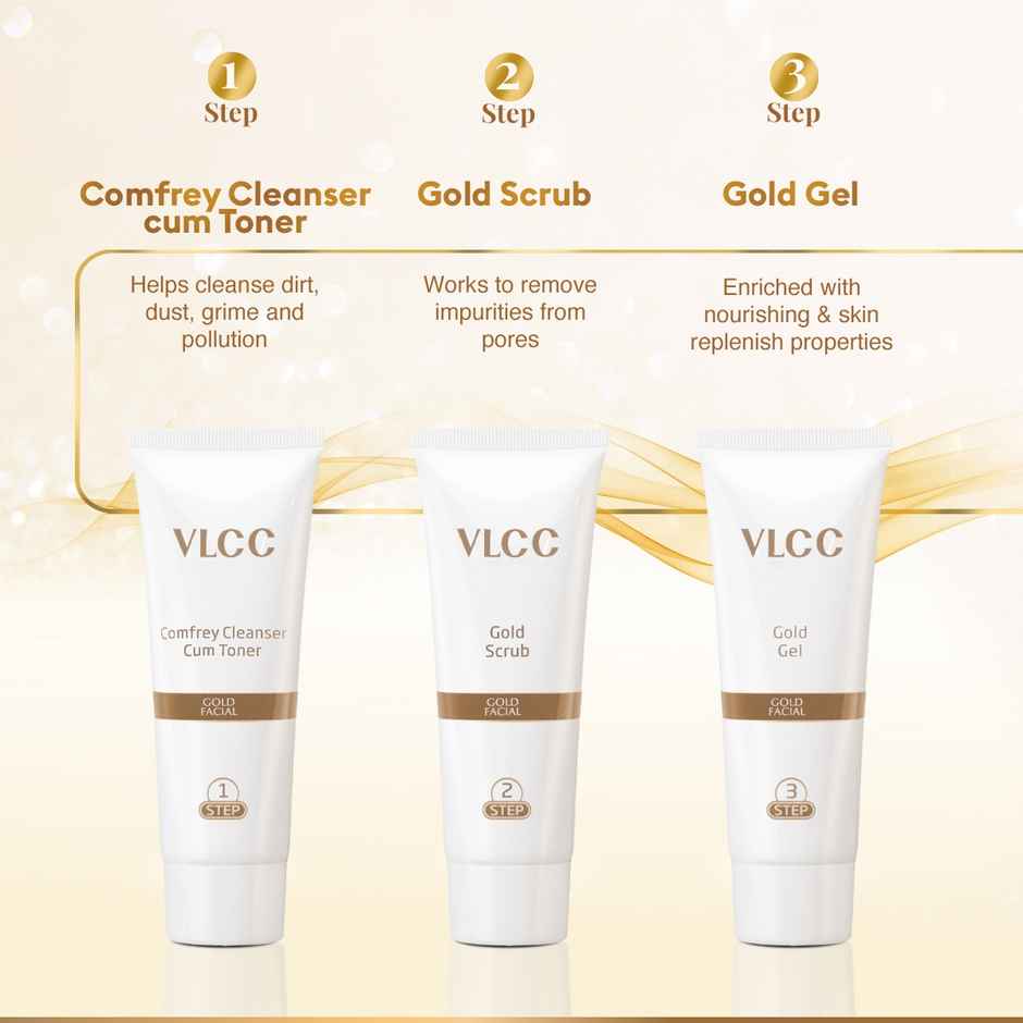 VLCC Salon At Home - Gold Facial Kit - 60 g & Manicure Pedicure Kit Combo