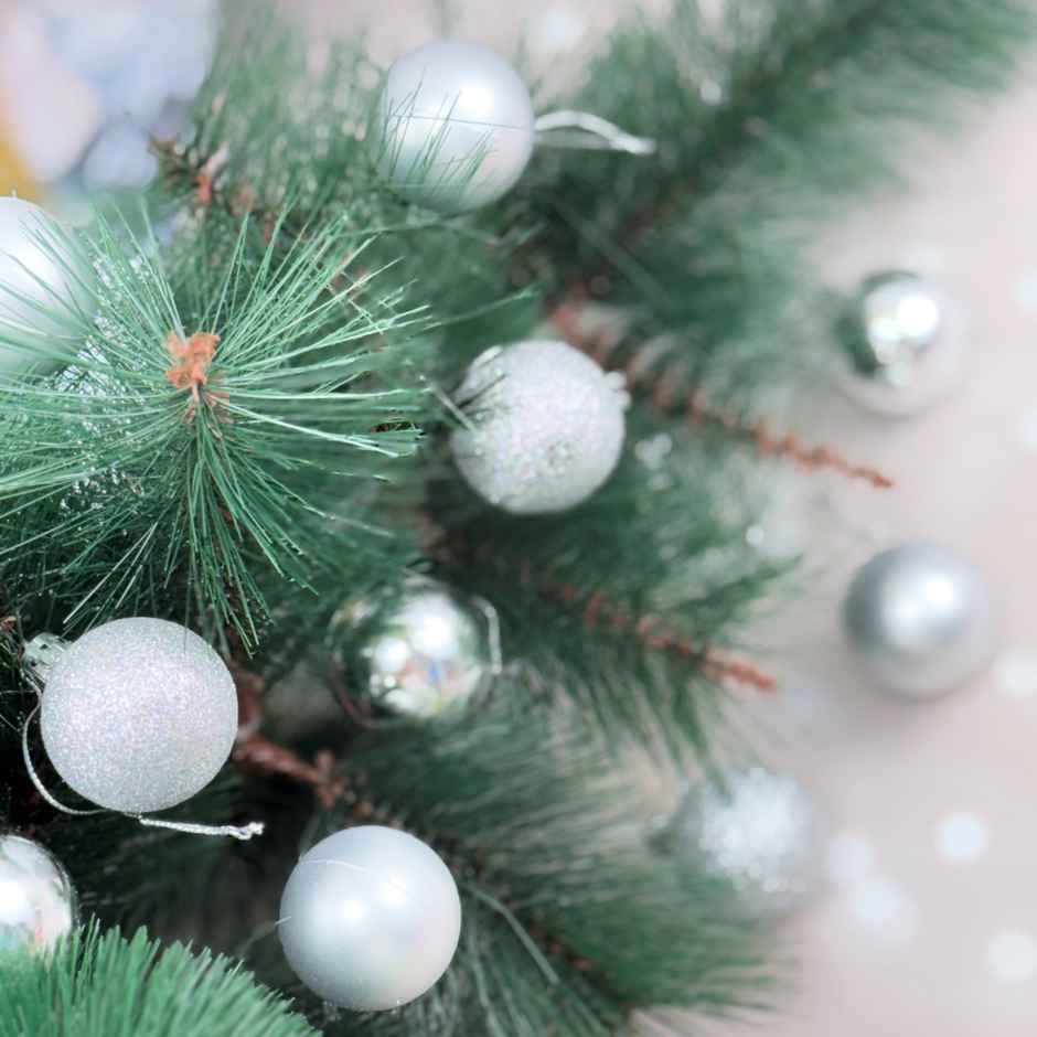 4 cm | 12 pcs Christmas Glitter Matt Shiny Balls Pvc Box Silver | Gullak