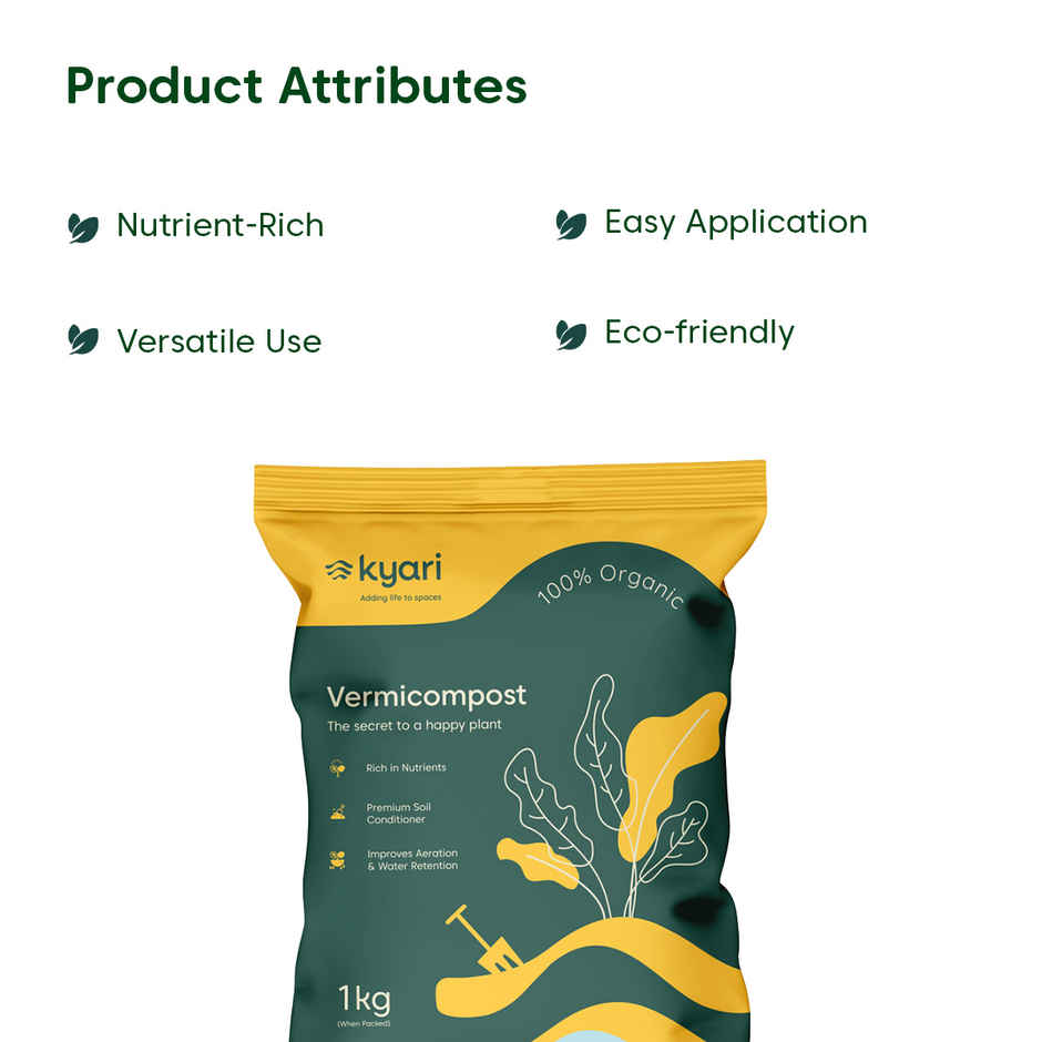 Kyari Vermicompost For Plants | Organic Fertilizer and Manure |1 kg | Garden Accessory