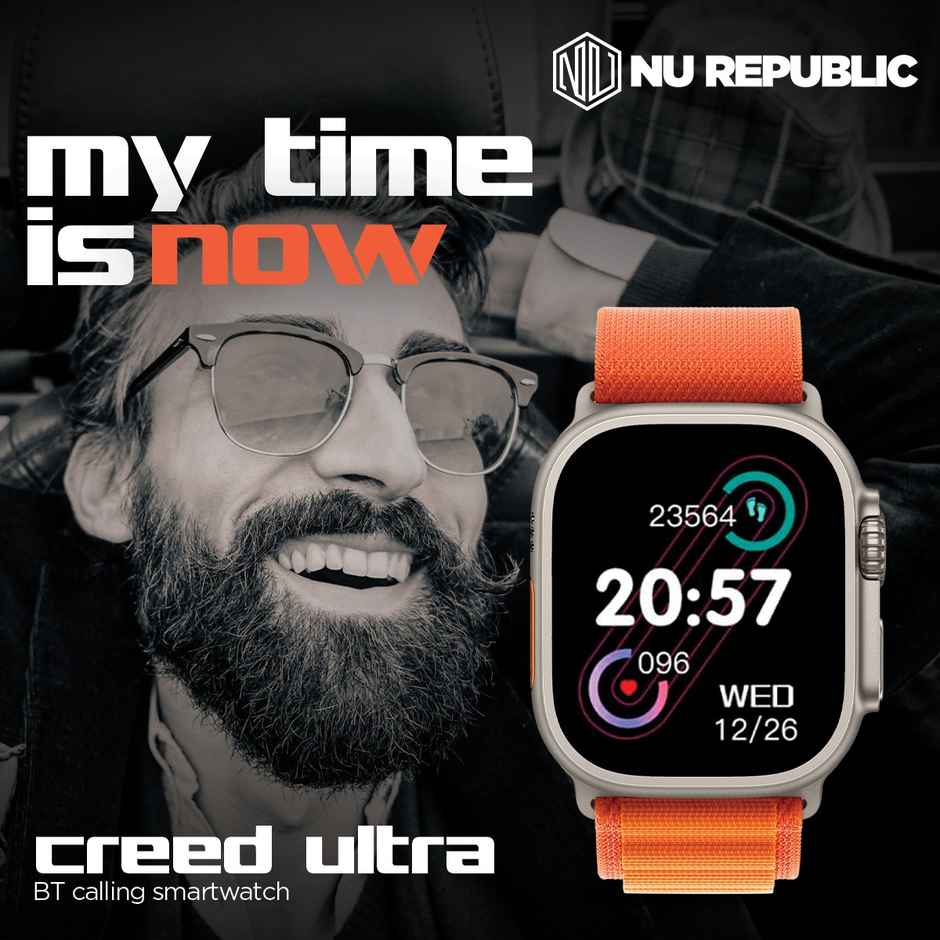 Nu Republic Creed Ultra Smartwatch With 2.0 Hd Display Bt Calling (Silver/Orange)