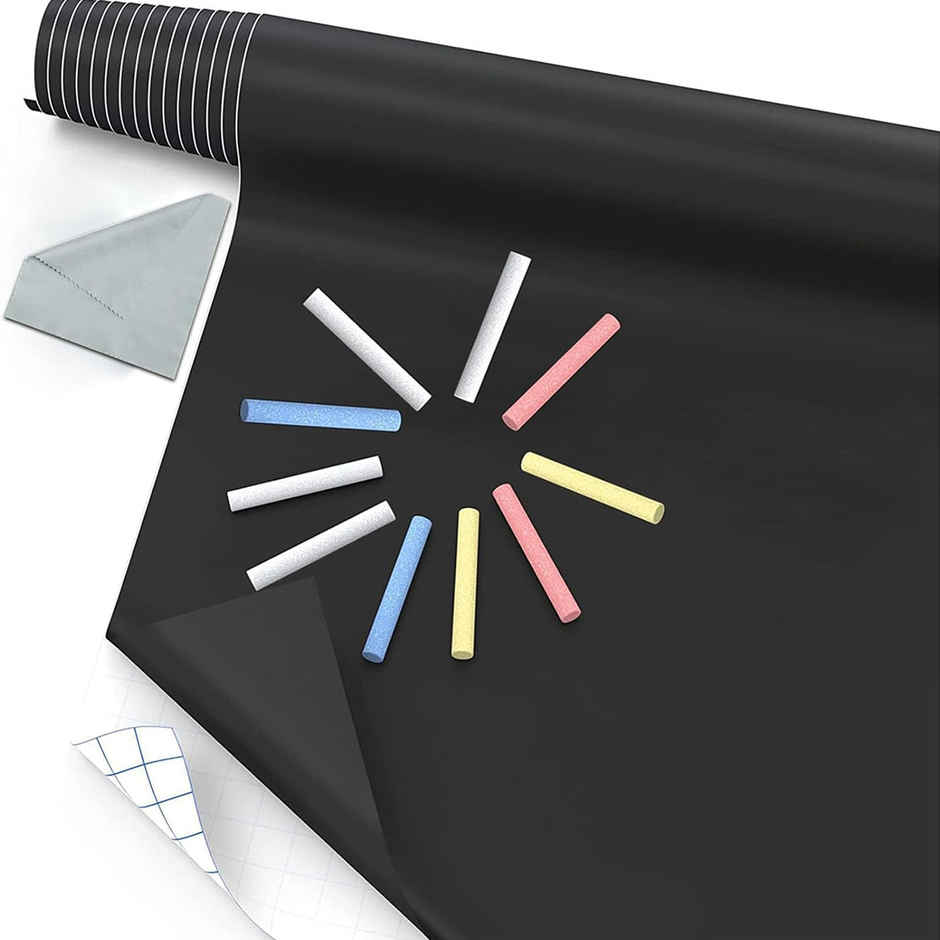Chrome Waterproof Chalkboard Removable Vinyl Wall Sticker Decal with 5-Pieces Chalk(Black,45X200cm)