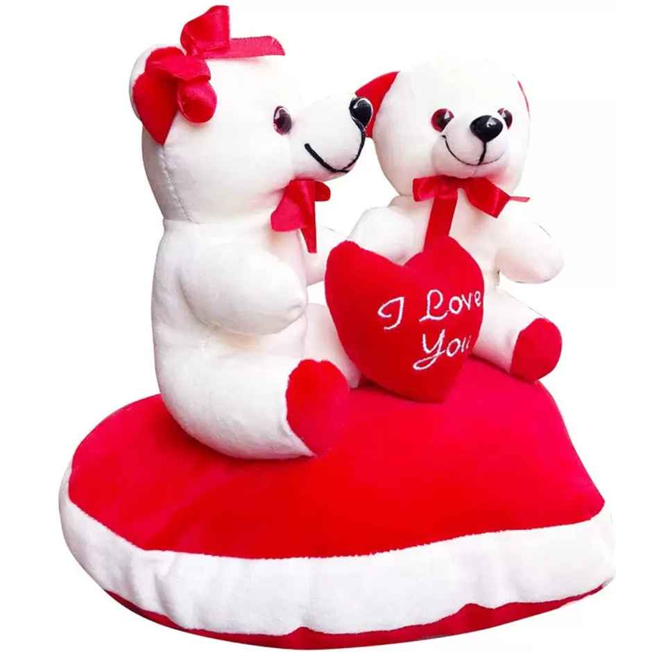 Dearjoy Teddy Couple Sitting On A Heart 30 cm