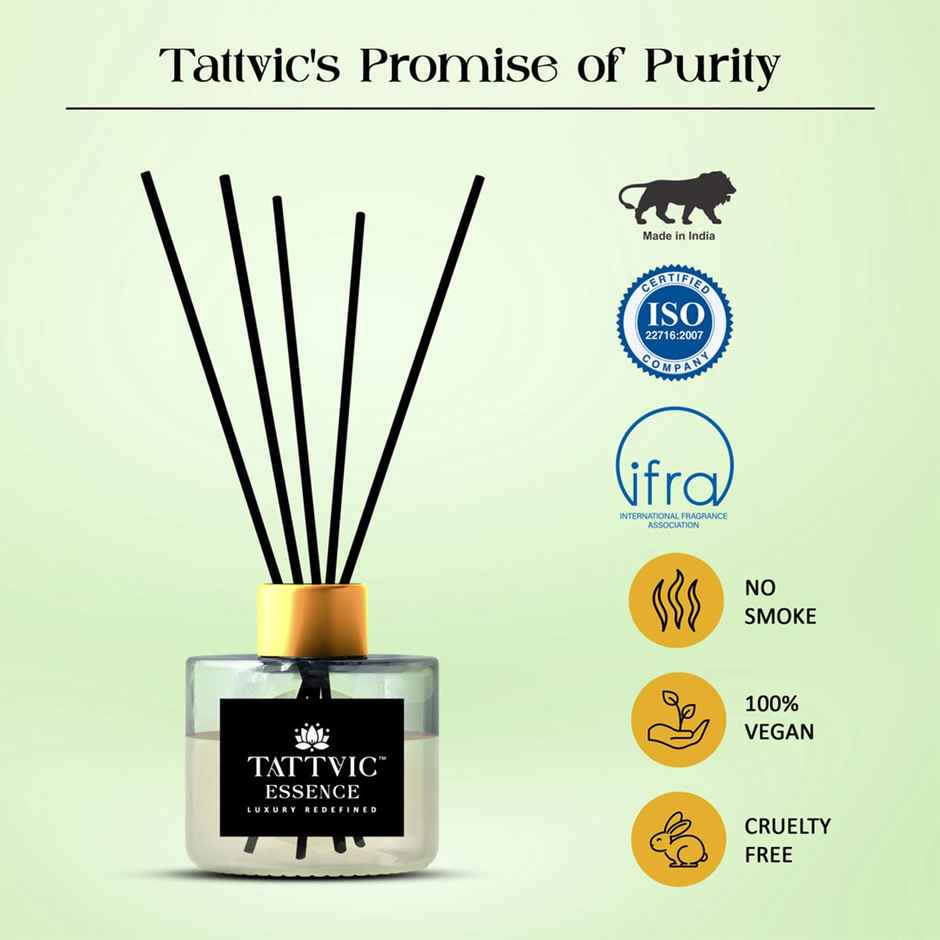 Tattvic Essence Luxury Reed Diffuser Set, Lemongrass| Helps Focus