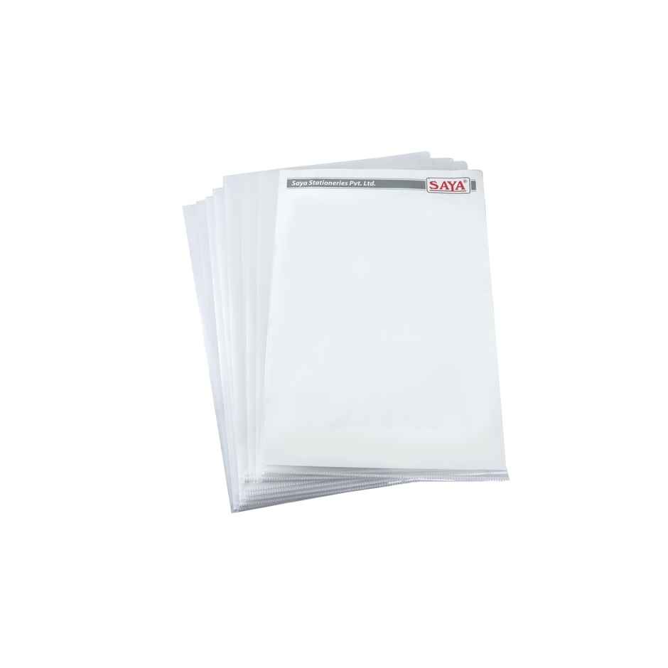 Saya L-Shape Folder File - 20 Units Pack, A4 Size, Durable 120 Micron Transparent Document Holder