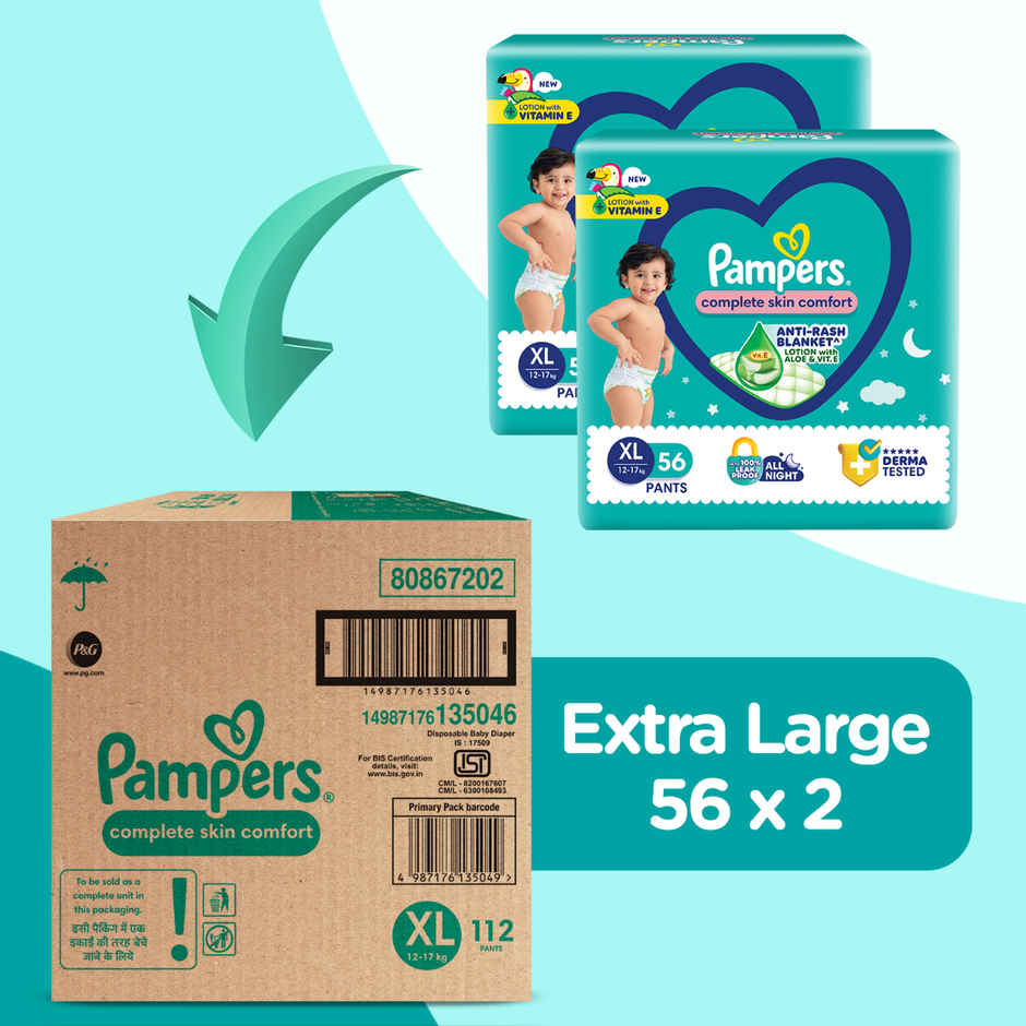 Pampers All Round Protection Baby Diapers | Pant Style | XL | 112 pcs