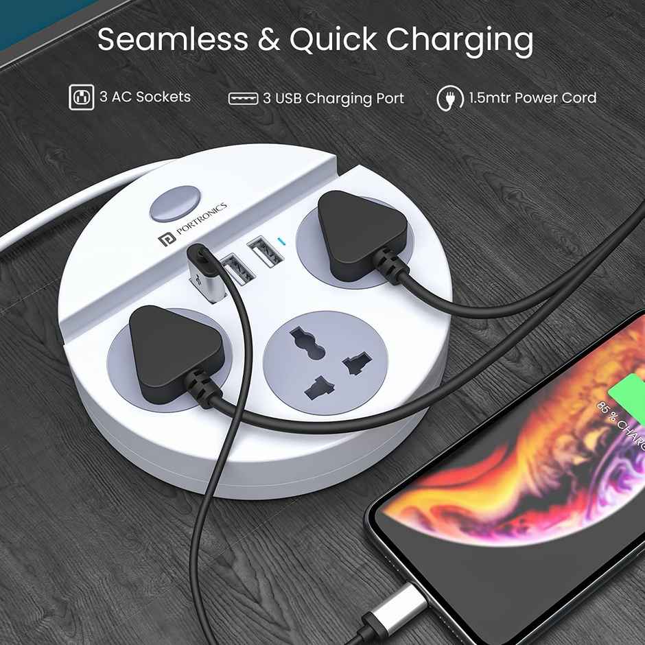 Portronics Power Plate 5 Power Converter With Usb Charger