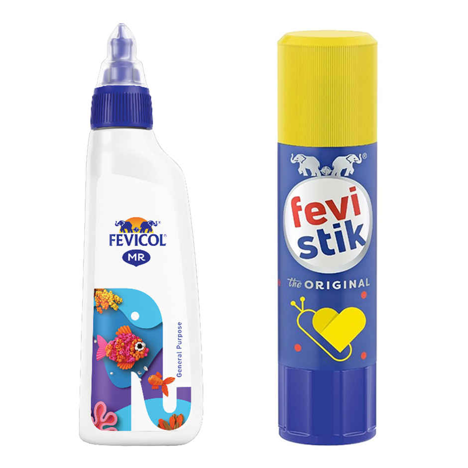 Fevistik The Original Glue Stick (15g) & Fevicol Mr Original Craft & General Purpose White Glue Bottle (105g) Combo