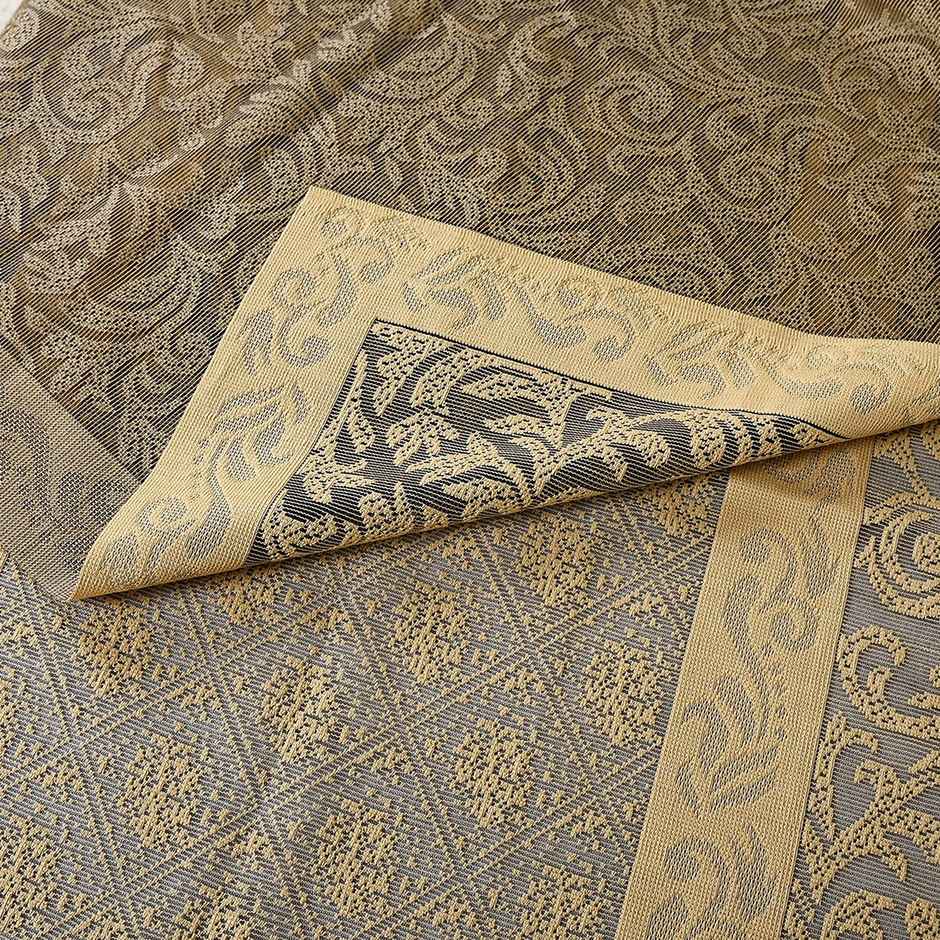 Kuber Industries Leaf Design Cotton Table Cover for 4-Seater | Dining Center Table | Gold