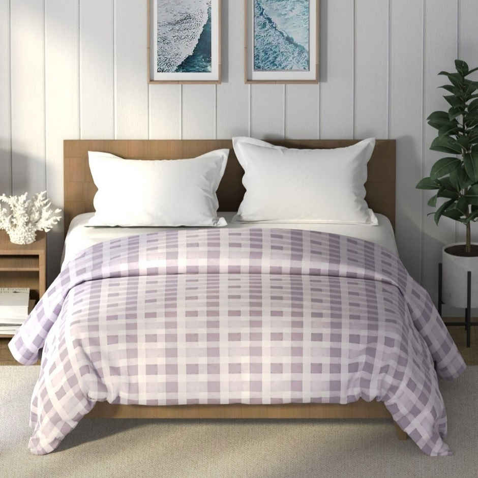 Nautica Super Soft 100% Cotton Fabric Comforter for All Weather | Double Size | Checks | Lavender