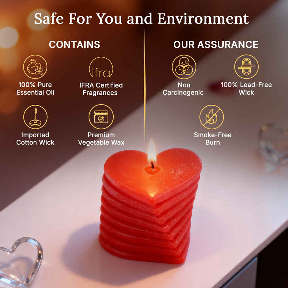 Ekam Crimson Kiss Heart Pillar Candle