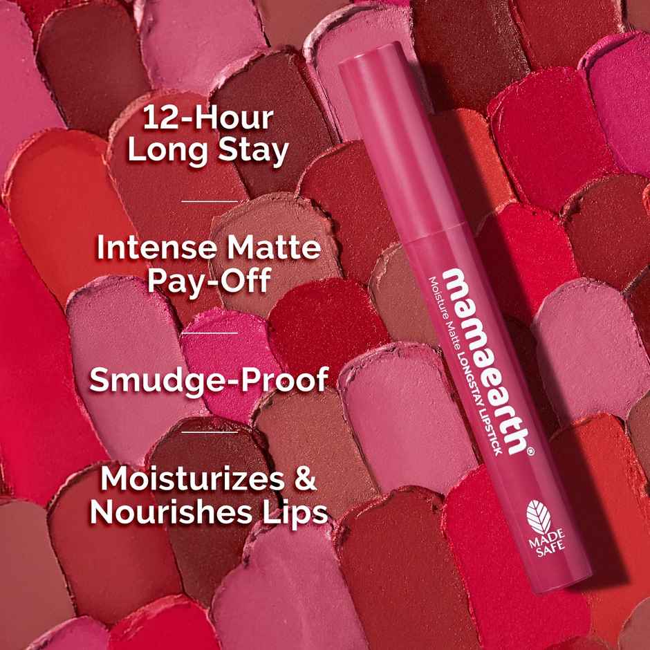 Mamaearth Moisture Matte Longstay Lipstick With Avocado Oil & Vitamin E - Candyfloss Pink