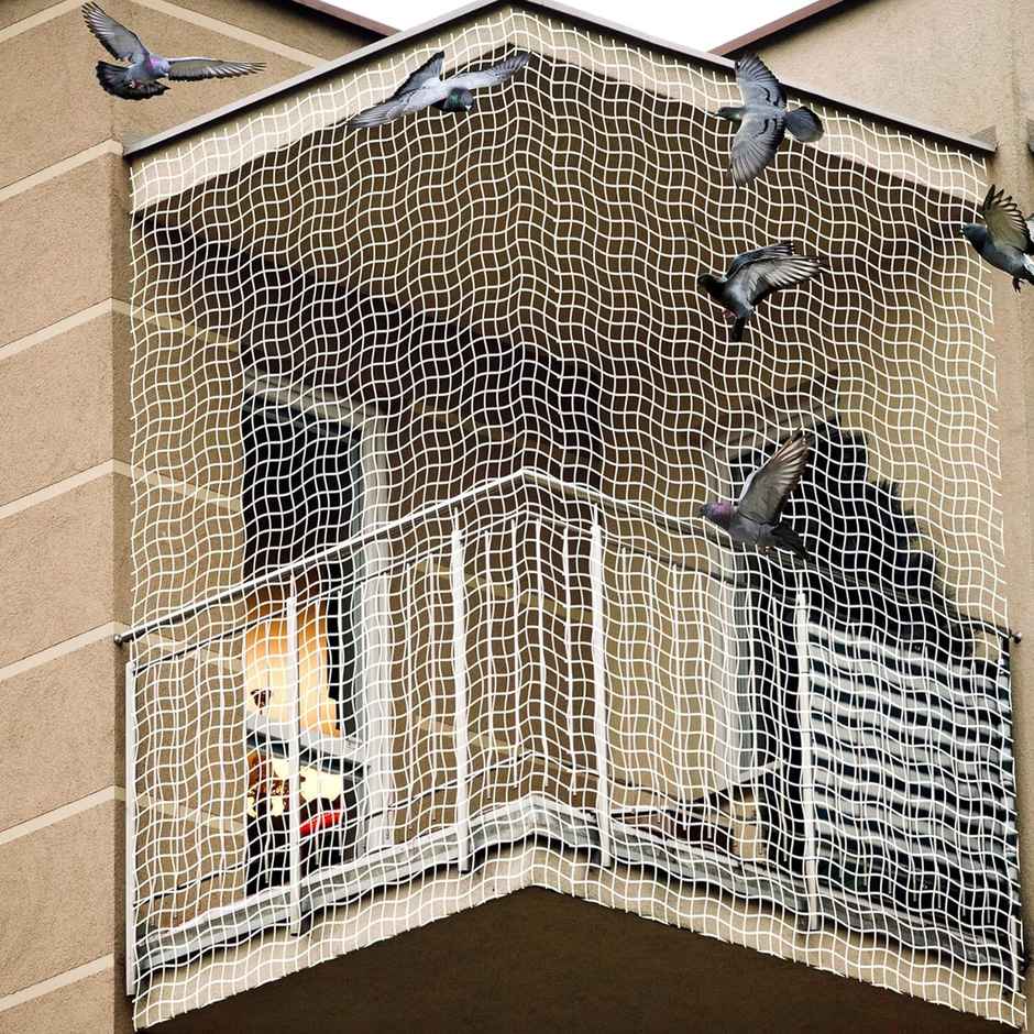 Kuber Industries Nylon Bird Net for Balcony|Child Protection Net|Pigeon Anti Bird Net|8X10|White