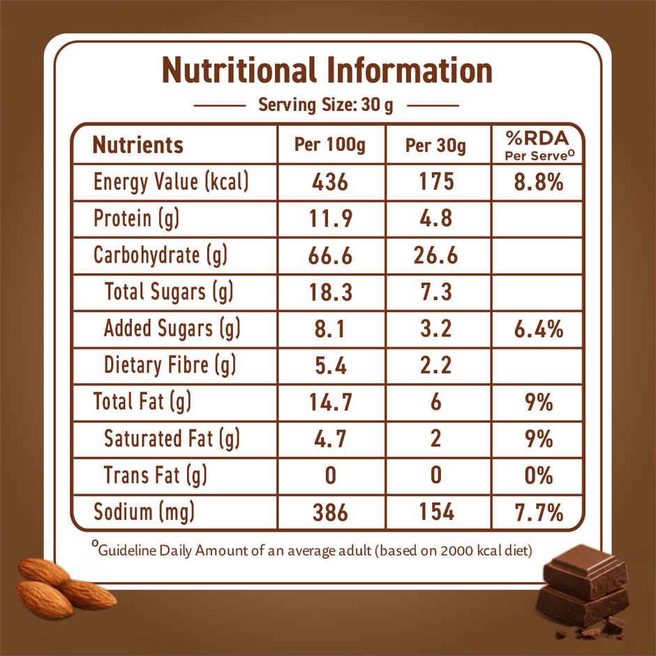 Bagrry's Belgian Dark Chocolate & Almonds Granola (Truly Natural Cocoa)