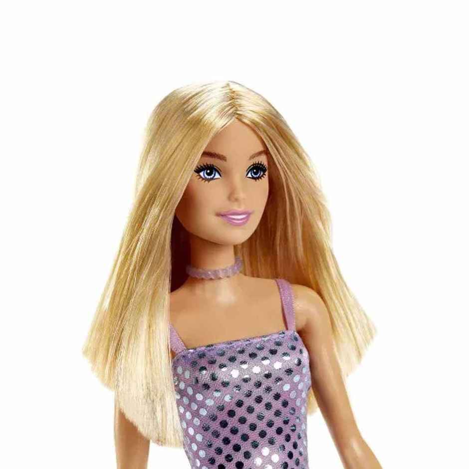Mattel Barbie Doll Lavender Metallic Mini Dress, Trendy Clothes & Accessories,