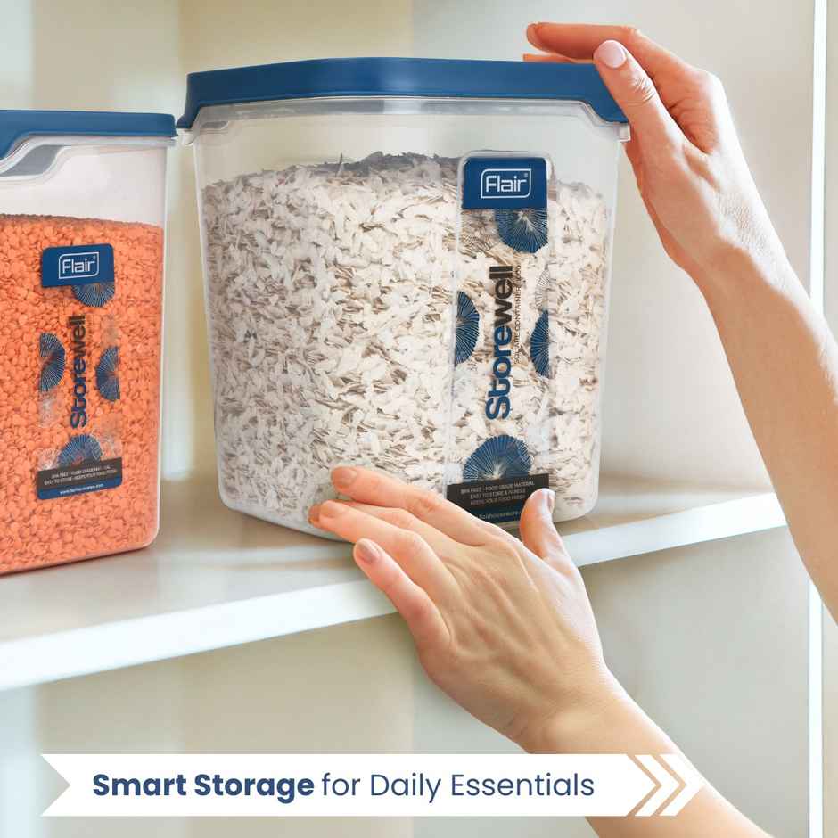 Flair Plastic Storewell Food Storage Containers 8000 ml (Blue), Food Grade, Bpa Free, Spices Grains