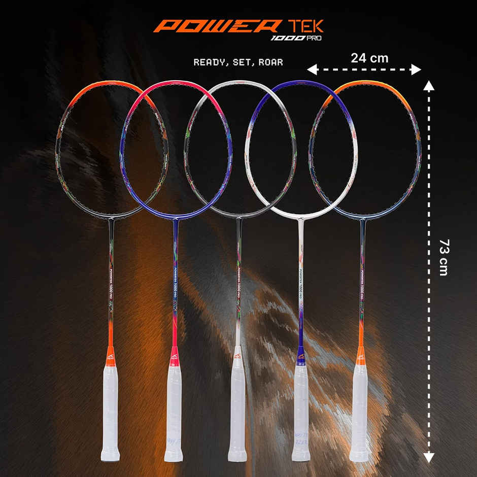 Hundred Powertek 1000 Pro Strung Aluminium & Graphite Badminton Racket With Full Cover