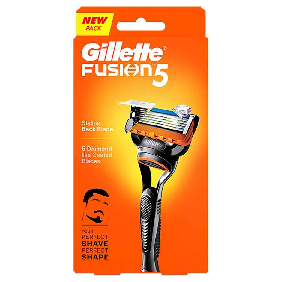 Gillette Fusion Manual Shaving Razor For Men (1pc) & Gillette Sensitive Shaving Gel Soothing With Aloe Vera (195g) Combo