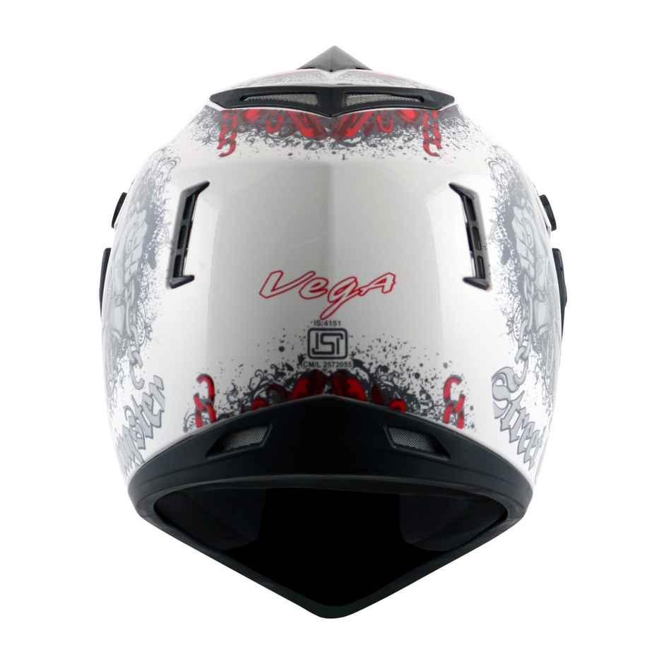 Vega Off Road D/V Gangster Lightweight Full Face Helmet- White Red - M