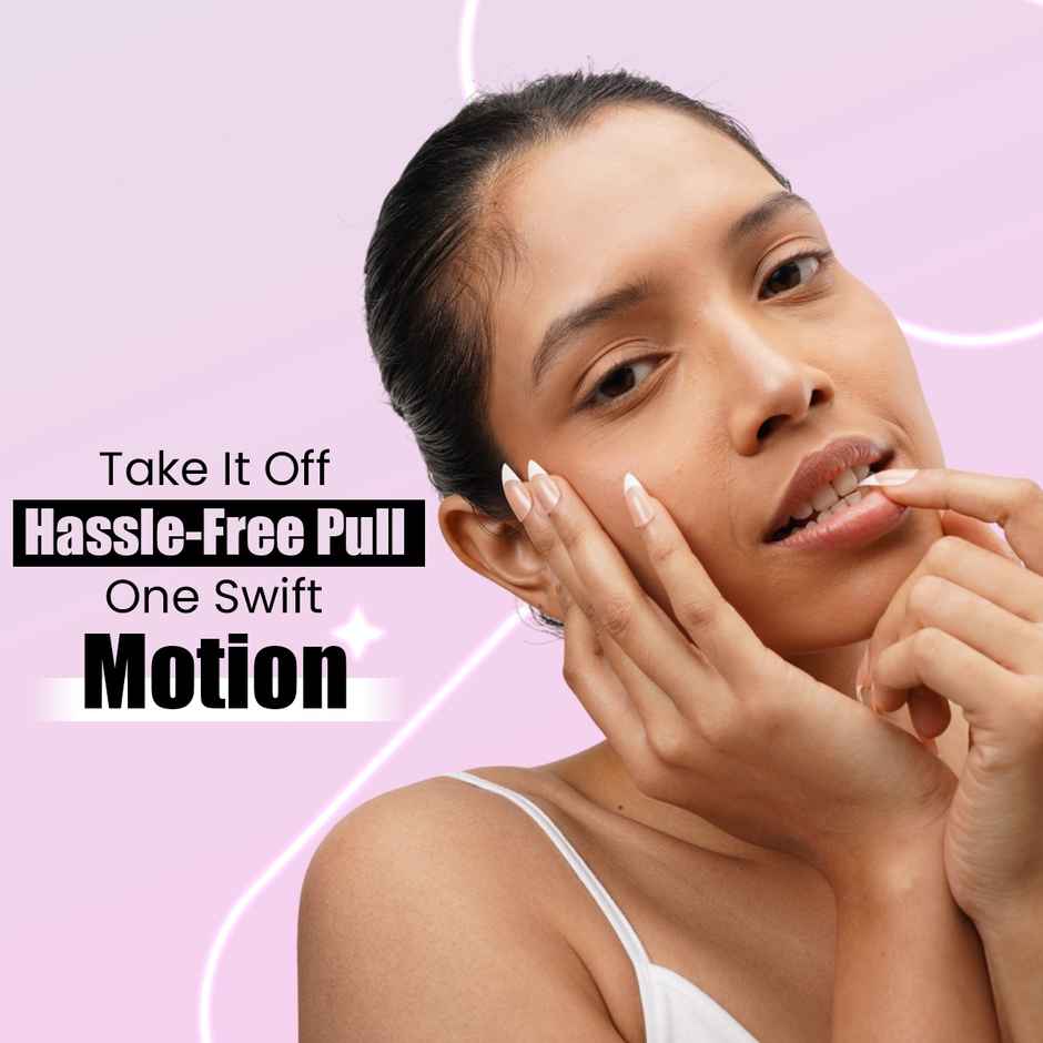 Sanfe Instant Stick On Nails - French Almond | Press On Nails Kit | Artificial Nails Set