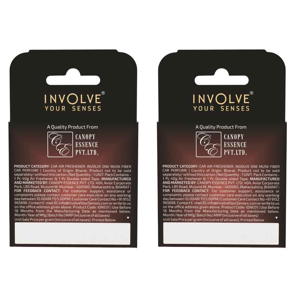 Involve Your Senses One Musk Organic Car Perfume | Pack of 2 | Fiber Air Freshener