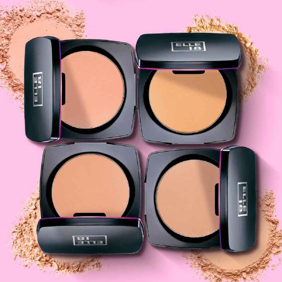 Elle 18 Lasting Glow Compact | 9 Hrs Oil-Free | Vitamin E and C | Matte Finish | Shell