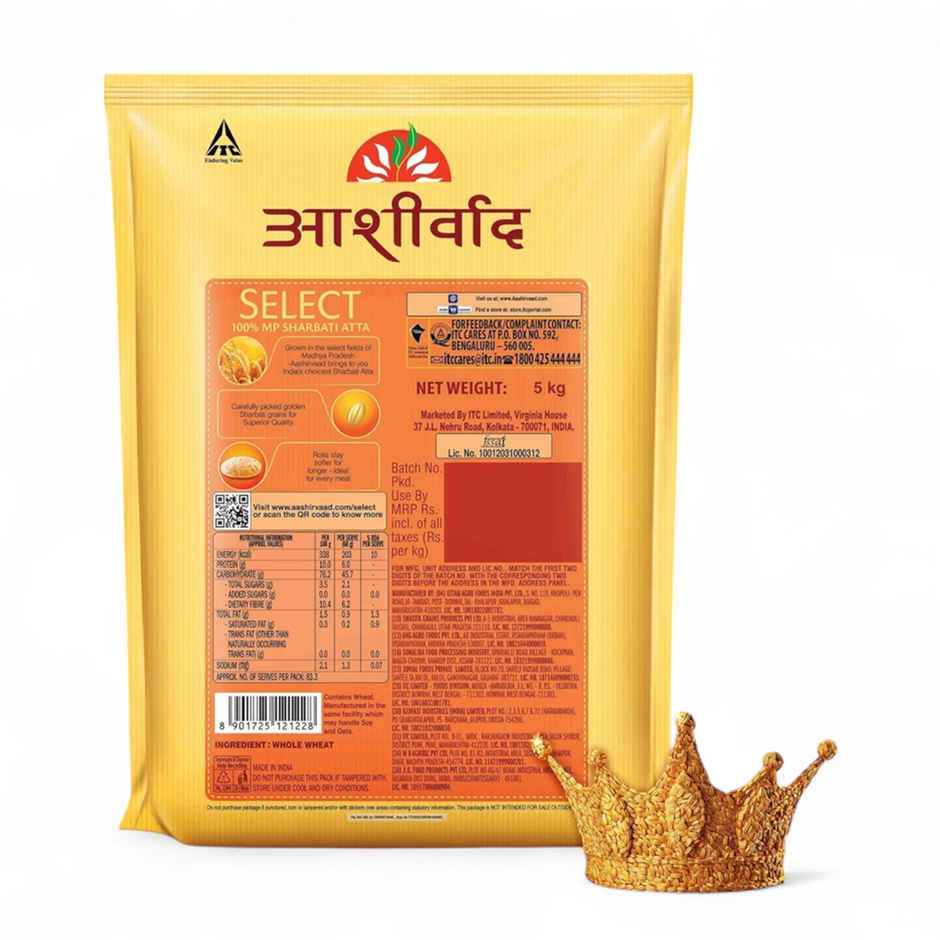 Aashirvaad Select Atta | Made from 100% MP Sharbati Wheat for Softer Rotis