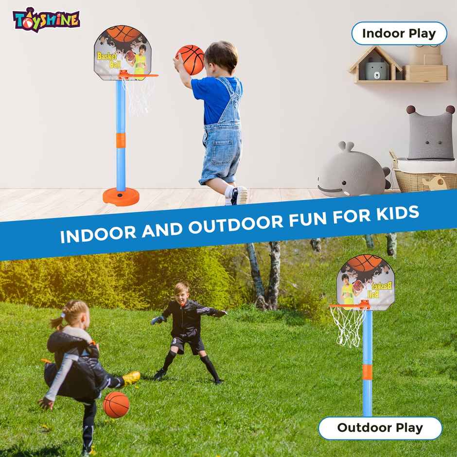 Toyshine Adjustable Basketball Hoop Set with Ball, Indoor & Outdoor Sports Fun, Multicolor