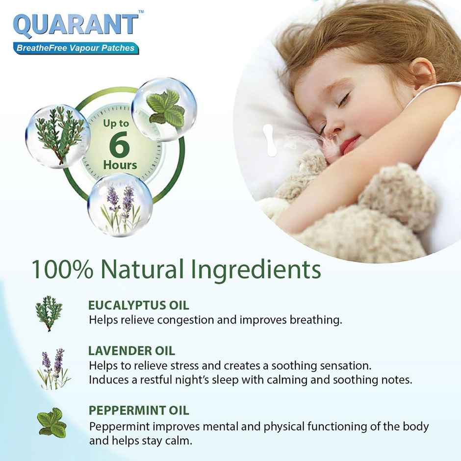 Quarant Breathefree Truly Natural Vapour Patch - Infused With Essential Oils - Pack Of 10