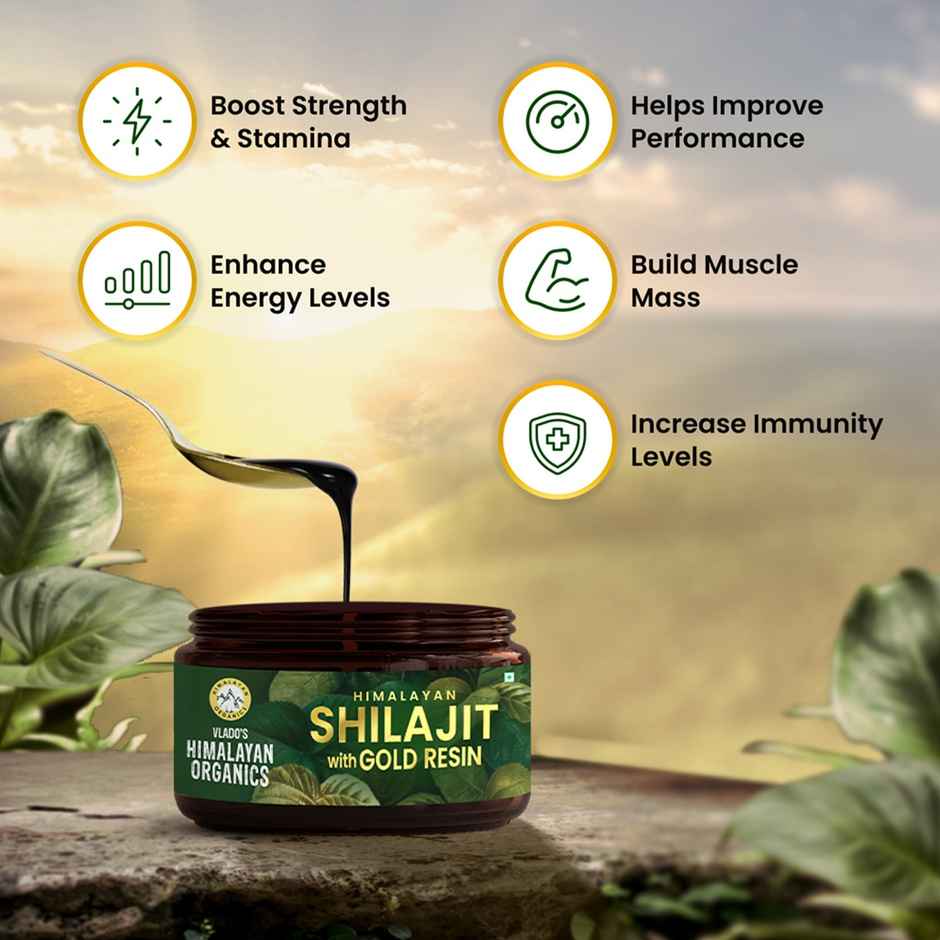 Vlado's Himalayan Organics Shilajit Gold Resin | Contains 24 Carat Gold | 100% Ayurvedic