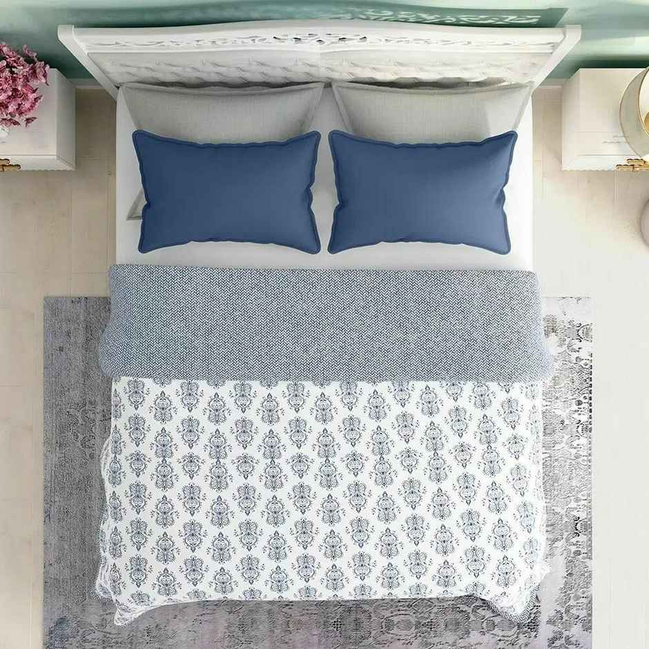 Wakefit All Season Dohar | Double(90x82 Inch) | 110 GSM | 100% Cotton | Reversible Design Susane Blue