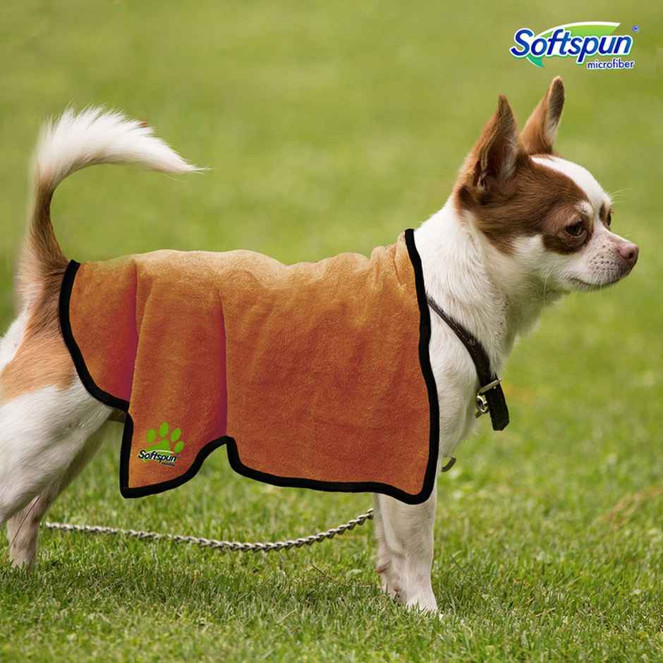 Softspun Microfiber Pet Towel (Small, 380 GSM, 40x60cm, 1pc, Brown)