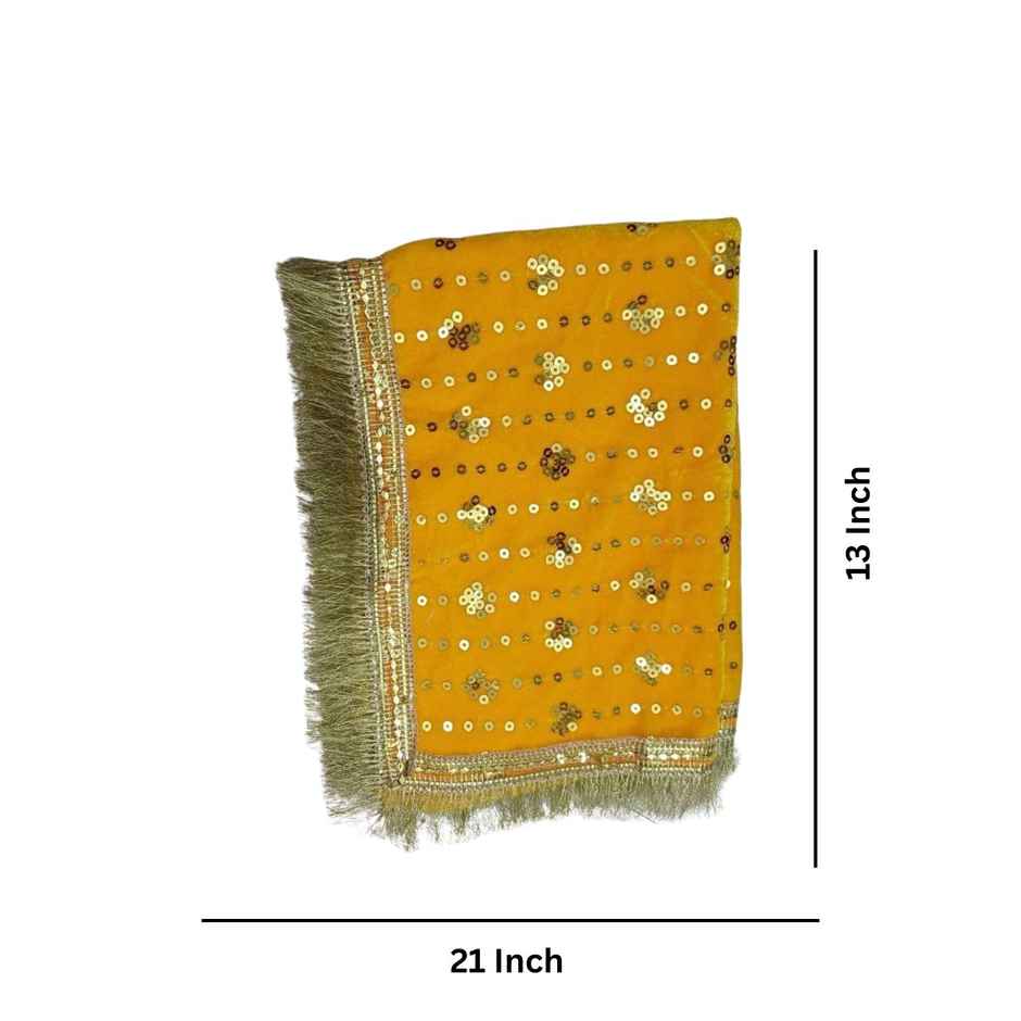 Mata Ki Chunri | Velvet | Yellow | 13 x 21 inch | Gullak