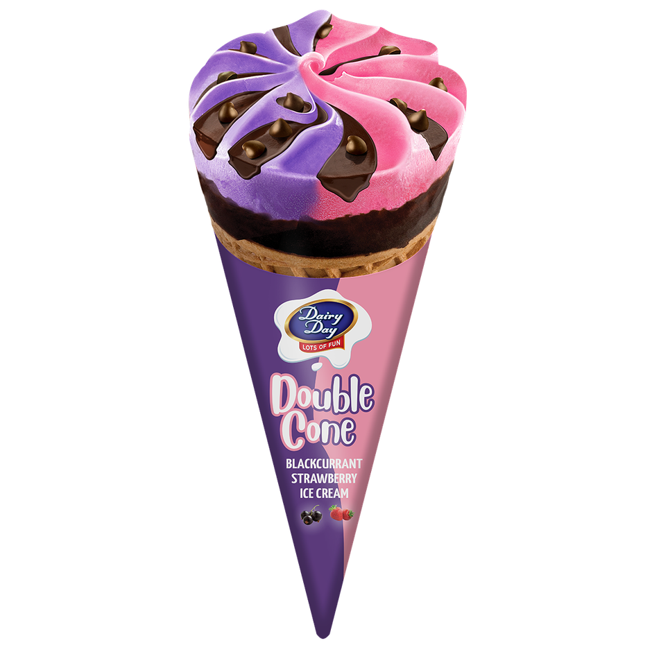 Dairy Day Double Cone Strawberry & Blackcurrant Ice Cream Cone Combo