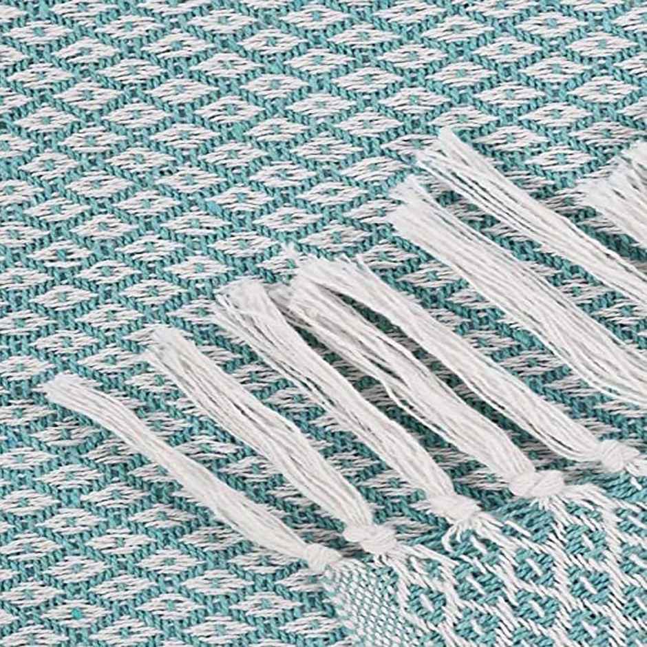 Sashaa World Soft Cotton Bed Throw-Blue & White