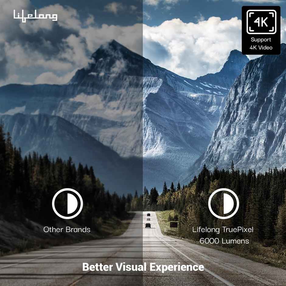 Lifelong TruePixel Smart Projector | Native 1080p Full HD With 4K Support | Android 11