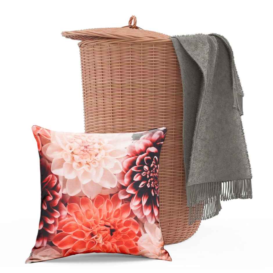 Romee Soft Jute Floral Print Throw Pillow | Cushion Covers 40 x 40cm Set of 5 | Multicolor